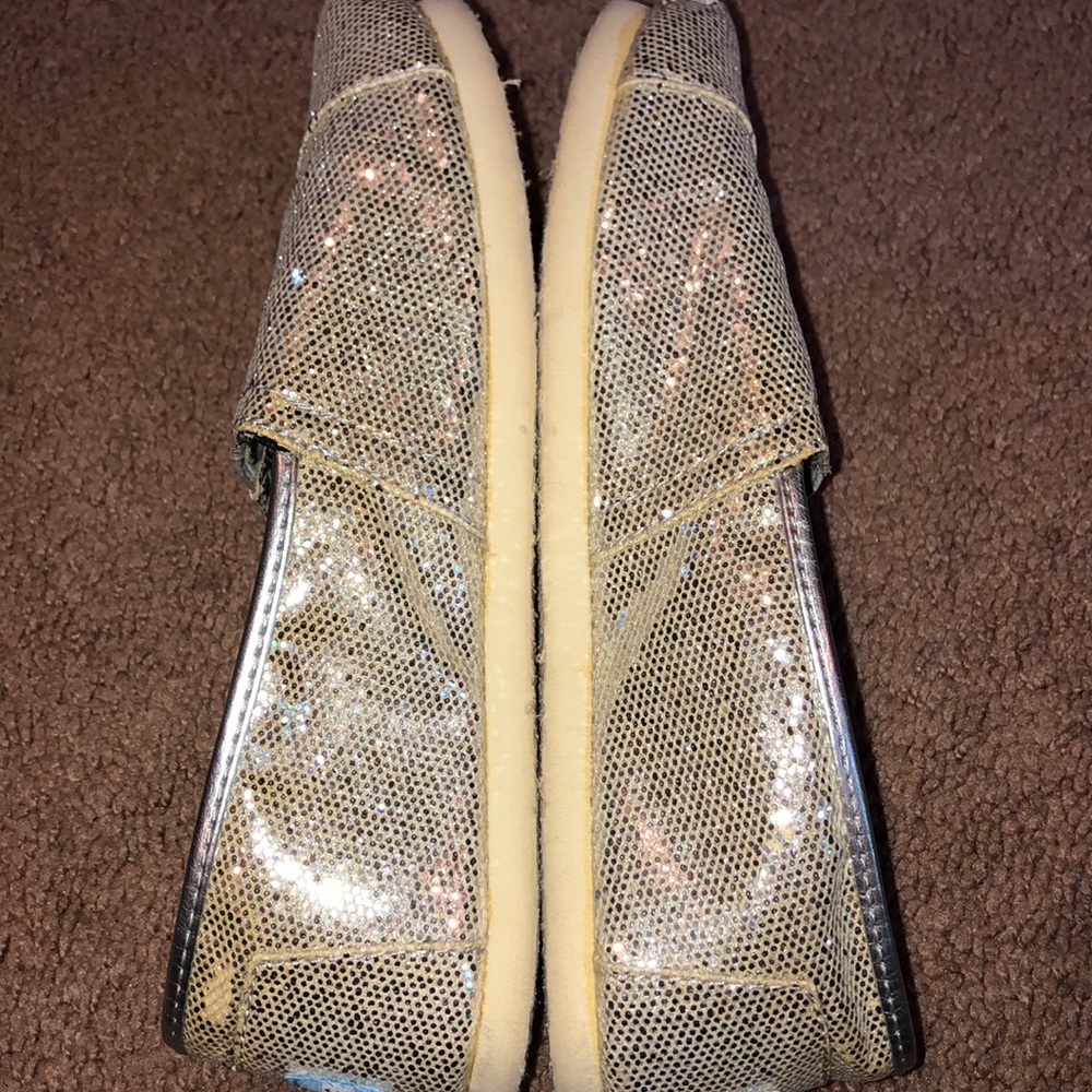 TOMS Silver Glitters Slip On Shoes - Picture 6 of 8